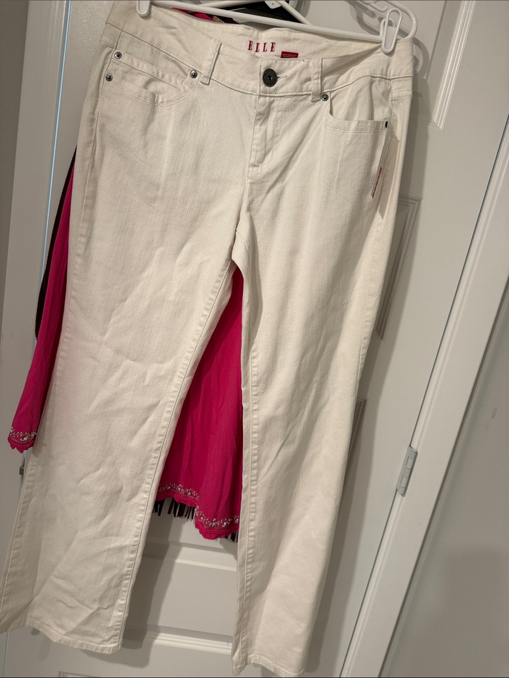 ELLE white womens Jeans 12 bright wide leg EL 19304 NWT JEAN PANTS FALL WINTER